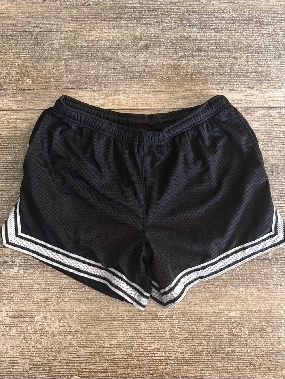 Target Wild Fable black with white piping mesh elastic waist athletic shorts